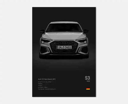 Pop German Cars Rs3 Car Photography Poster Aesthetic Luxury R8 C8 Supercar GTR SUV Canvas Print Wall Art Home Driver Room Decor