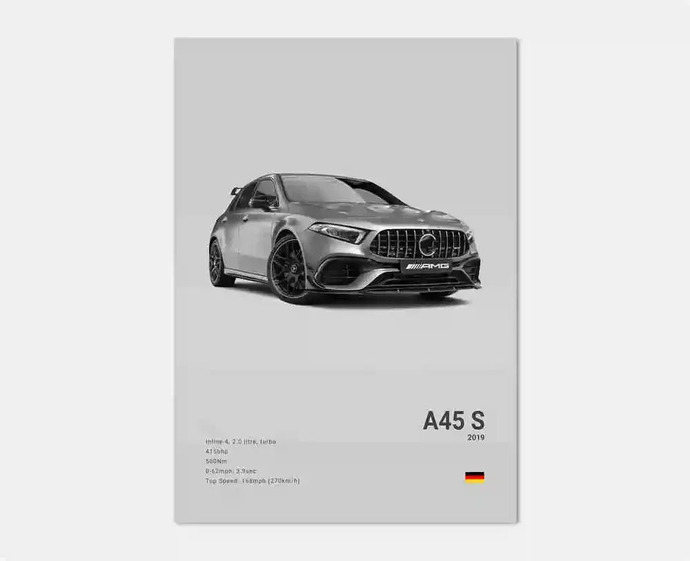 Black and White Luxury Sports Car Luxury German Car Poster Aesthetics G63 SL Gtr Sedan Canvas Print Wall Art Garage Room Decor