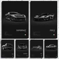 Pop Black and White Italy Cars Luxury Super Sport Car Poster Aesthetic F40 GTO GTB Canvas Print for Wall Art Garage Room Decor
