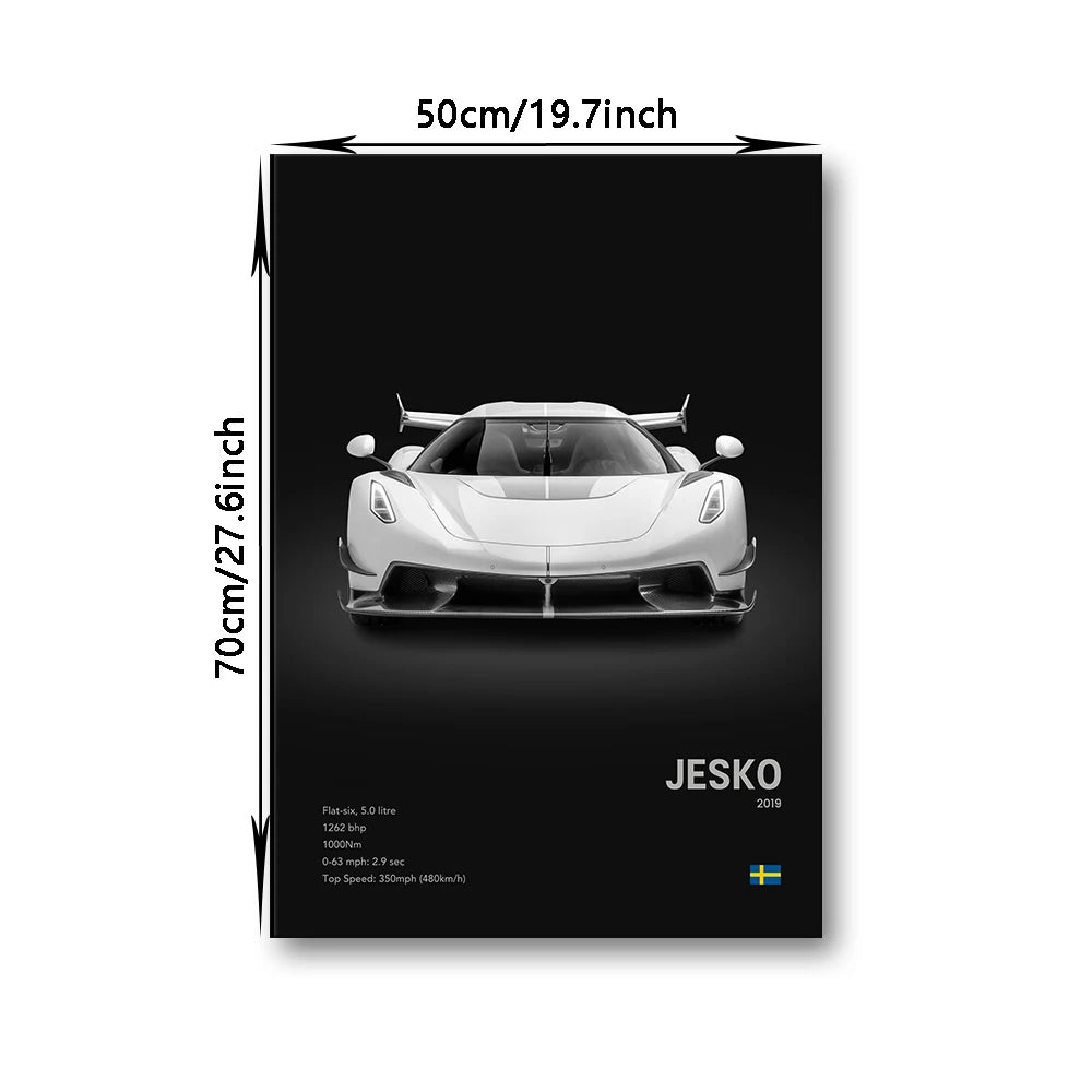 Famous Cars JESKO Canvas Wall Art Print Poster AGERA RS Decorative Mural Modern Home Decor Birthday Gift Unframed