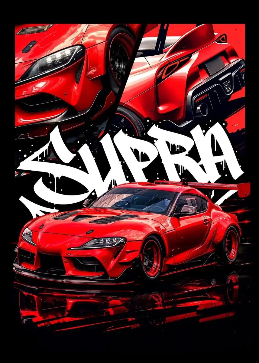 Famous Car Miata Supra Red Street Art Graffiti Style Canvas Wall Painting Printed Poster Modern Home Decoration Birthday Gift