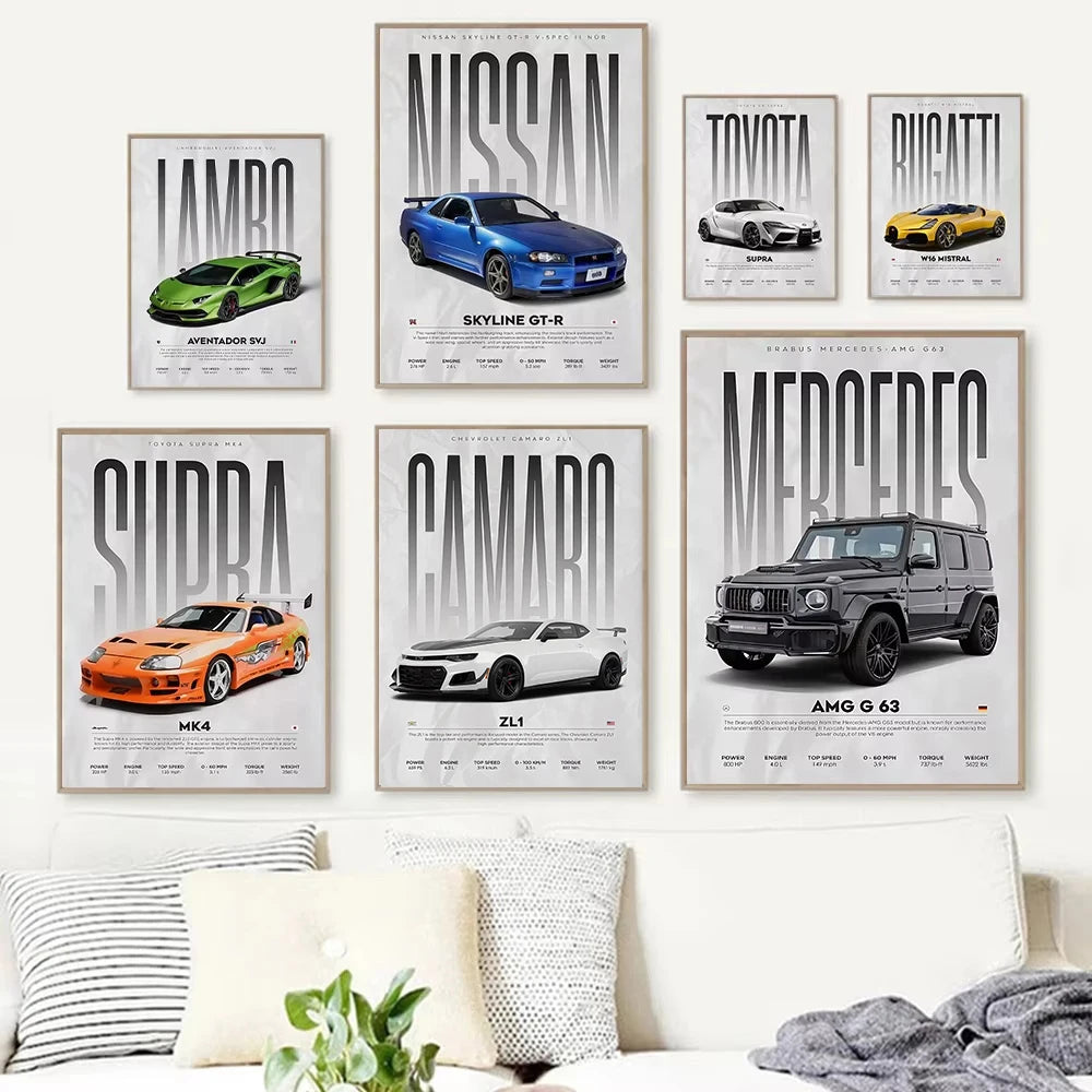 Modern Famous Cars W16 750S Canvas Painting Wall Art Fashion Luxury Sports Car Poster Prints For Living Room Home Decor Gift - AliExpress 15