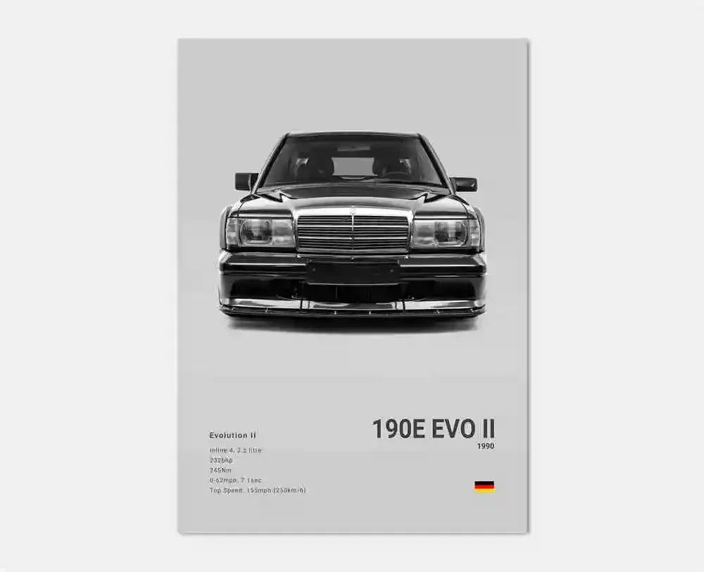 Black and White Luxury Sports Car Luxury German Car Poster Aesthetics G63 SL Gtr Sedan Canvas Print Wall Art Garage Room Decor
