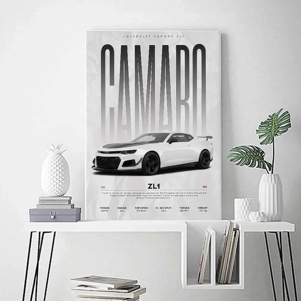 Modern Famous Cars W16 750S Canvas Painting Wall Art Fashion Luxury Sports Car Poster Prints For Living Room Home Decor Gift