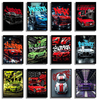 Famous Car Miata Supra Red Street Art Graffiti Style Canvas Wall Painting Printed Poster Modern Home Decoration Birthday Gift