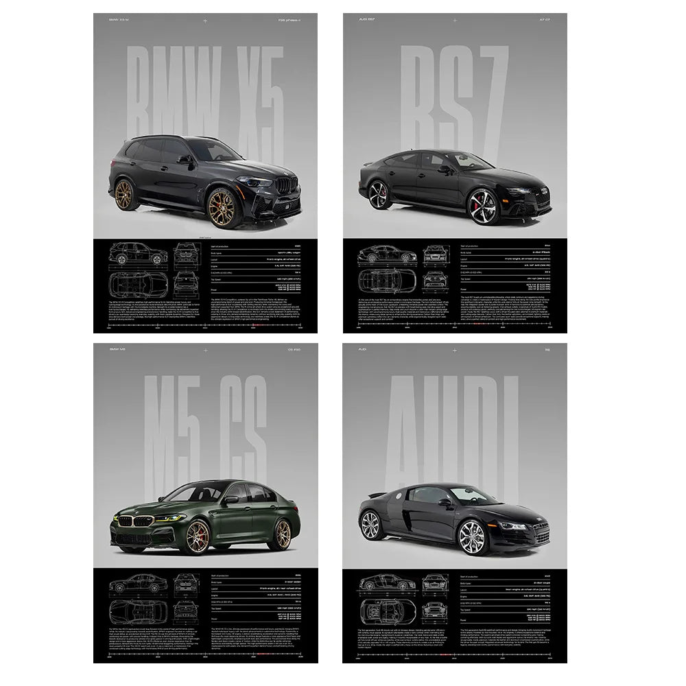 Performance Sports Cars Wall Art Poster Fashion Race Cars Canvas Painting Famous Cars Canvas Art Prints Cars Decorative Pictures