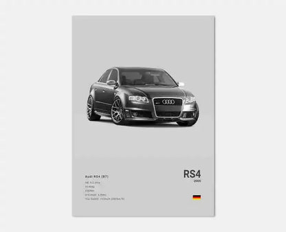 Pop German Cars Rs3 Car Photography Poster Aesthetic Luxury R8 C8 Supercar GTR SUV Canvas Print Wall Art Home Driver Room Decor