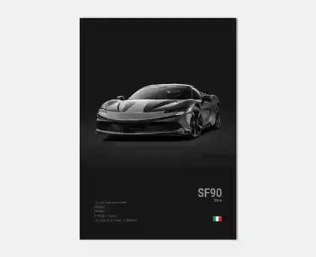 Pop Black and White Italy Cars Luxury Super Sport Car Poster Aesthetic F40 GTO GTB Canvas Print for Wall Art Garage Room Decor
