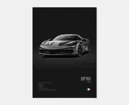 Pop Black and White Italy Cars Luxury Super Sport Car Poster Aesthetic F40 GTO GTB Canvas Print for Wall Art Garage Room Decor