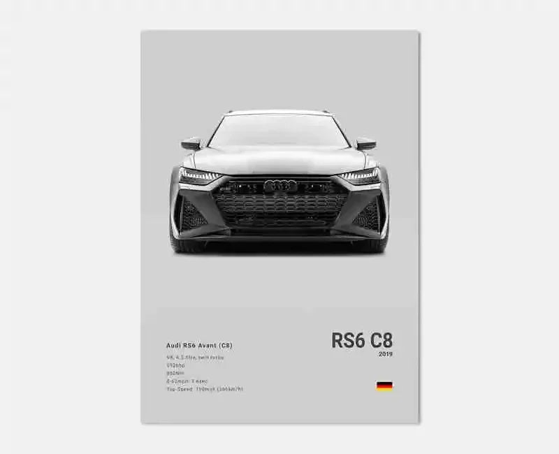 Pop German Cars Rs3 Car Photography Poster Aesthetic Luxury R8 C8 Supercar GTR SUV Canvas Print Wall Art Home Driver Room Decor