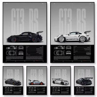 Minimalist 911 GT3-RS 718 GT4 RS Hyper Car Sports Car Supercar Poster Canvas Painting Wall Art Pictures Home Interior Decor