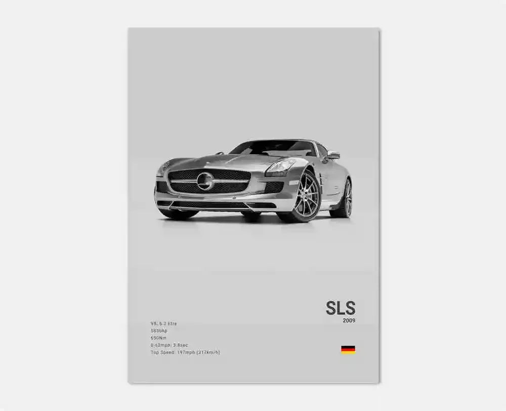 Black and White Luxury Sports Car Luxury German Car Poster Aesthetics G63 SL Gtr Sedan Canvas Print Wall Art Garage Room Decor
