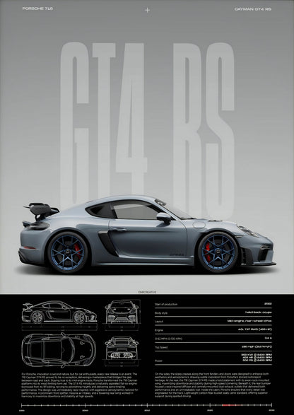 Minimalist 911 GT3-RS 718 GT4 RS Hyper Car Sports Car Supercar Poster Canvas Painting Wall Art Pictures Home Interior Decor