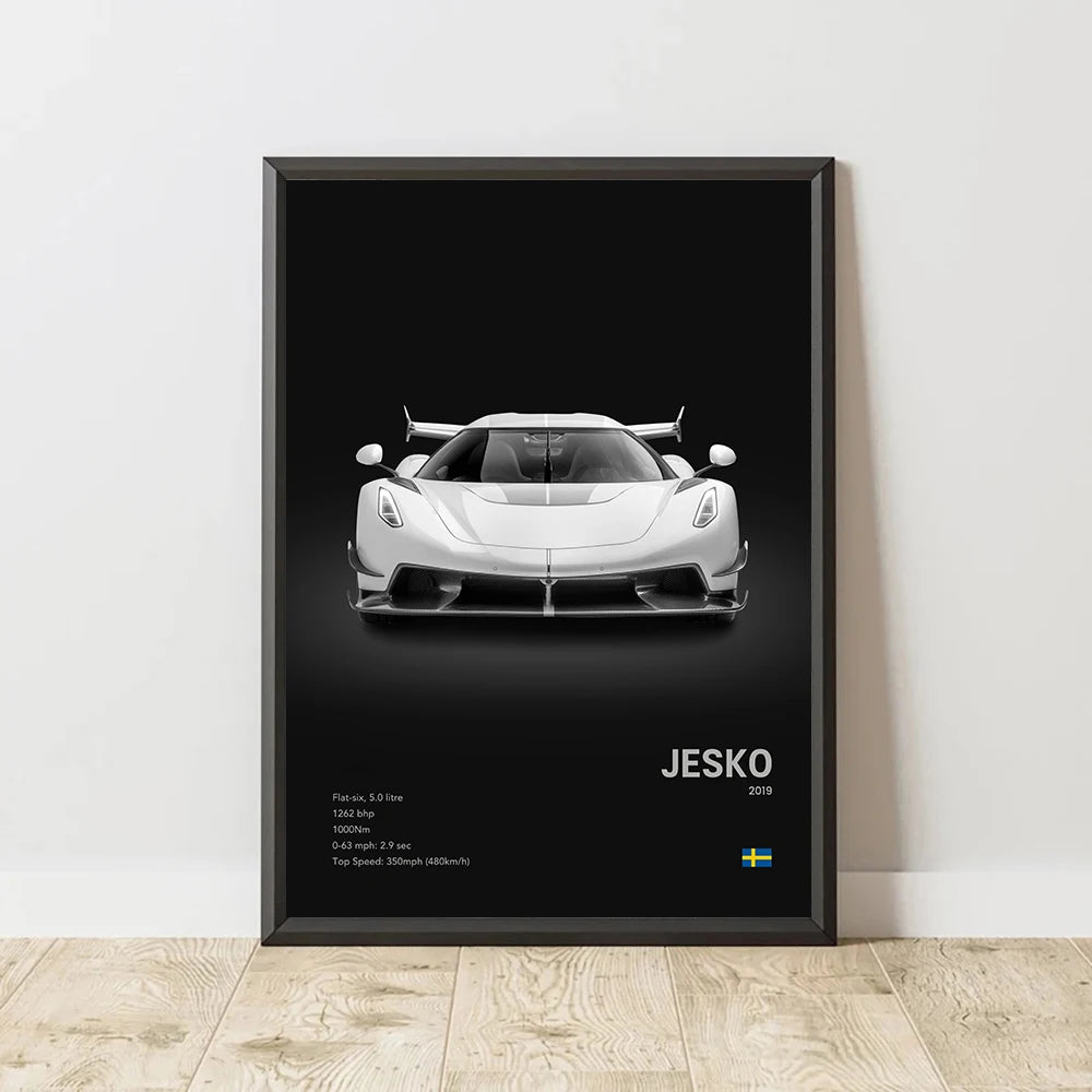 Famous Cars JESKO Canvas Wall Art Print Poster AGERA RS Decorative Mural Modern Home Decor Birthday Gift Unframed