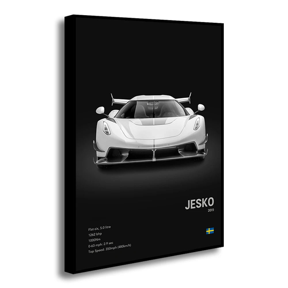 Famous Cars JESKO Canvas Wall Art Print Poster AGERA RS Decorative Mural Modern Home Decor Birthday Gift Unframed