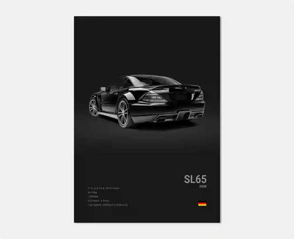 Black and White Luxury Sports Car Luxury German Car Poster Aesthetics G63 SL Gtr Sedan Canvas Print Wall Art Garage Room Decor