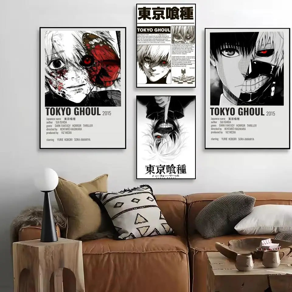 Classic Anime T_Tokyo G_Ghoul Magazines Poster Decorative Wall Art Stickers Mural Photo Print for Home Living Room Hallway Decor