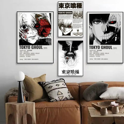 Classic Anime T_Tokyo G_Ghoul Magazines Poster Decorative Wall Art Stickers Mural Photo Print for Home Living Room Hallway Decor