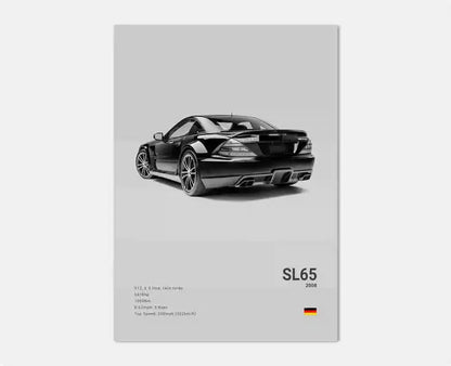 Black and White Luxury Sports Car Luxury German Car Poster Aesthetics G63 SL Gtr Sedan Canvas Print Wall Art Garage Room Decor