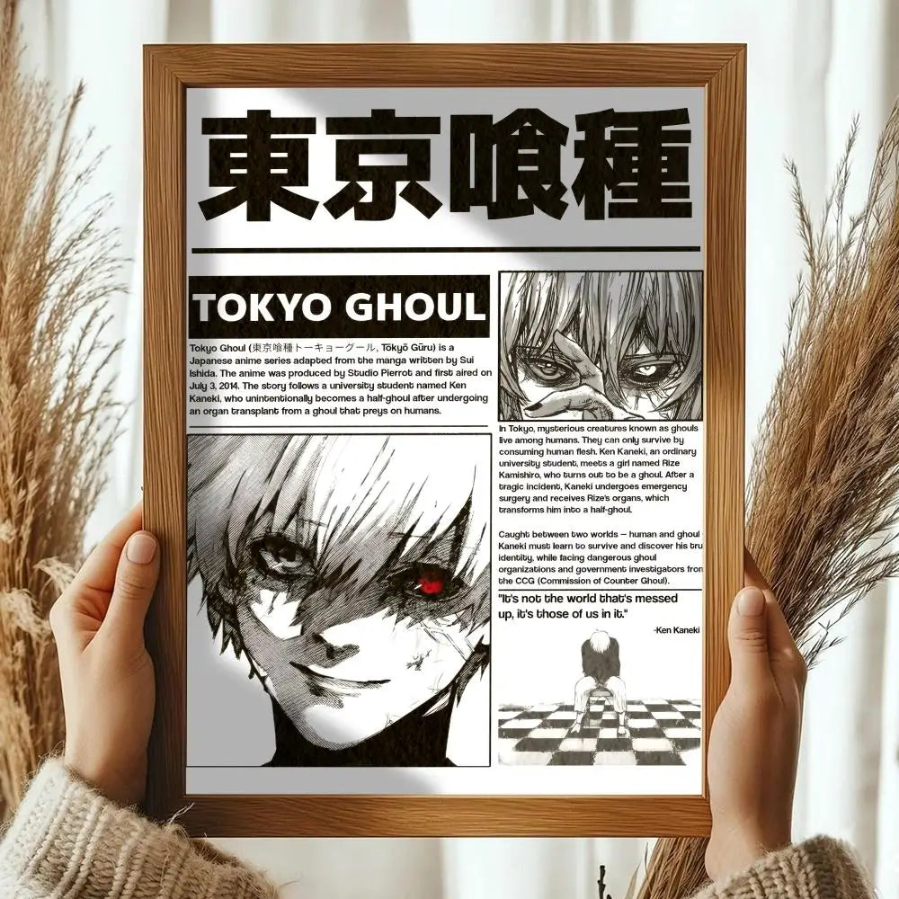 Classic Anime T_Tokyo G_Ghoul Magazines Poster Decorative Wall Art Stickers Mural Photo Print for Home Living Room Hallway Decor