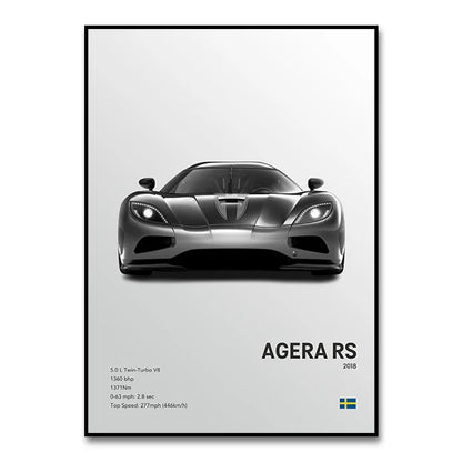 Famous Cars JESKO Canvas Wall Art Print Poster AGERA RS Decorative Mural Modern Home Decor Birthday Gift Unframed