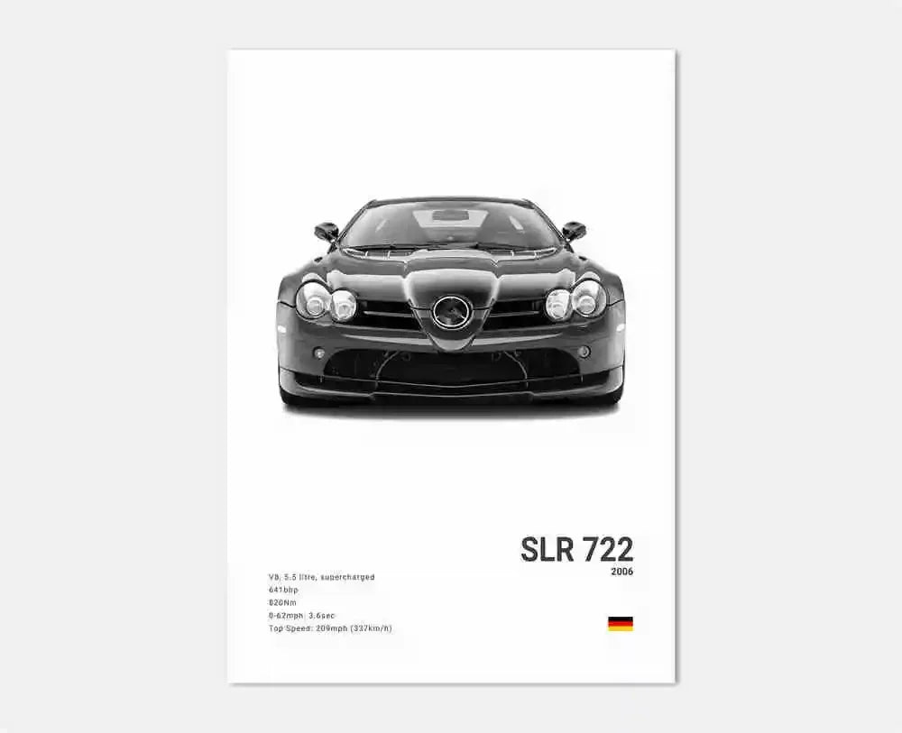 Black and White Luxury Sports Car Luxury German Car Poster Aesthetics G63 SL Gtr Sedan Canvas Print Wall Art Garage Room Decor