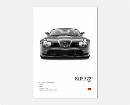 Black and White Luxury Sports Car Luxury German Car Poster Aesthetics G63 SL Gtr Sedan Canvas Print Wall Art Garage Room Decor