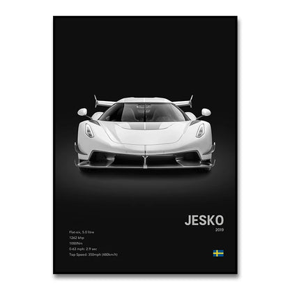 Famous Cars JESKO Canvas Wall Art Print Poster AGERA RS Decorative Mural Modern Home Decor Birthday Gift Unframed