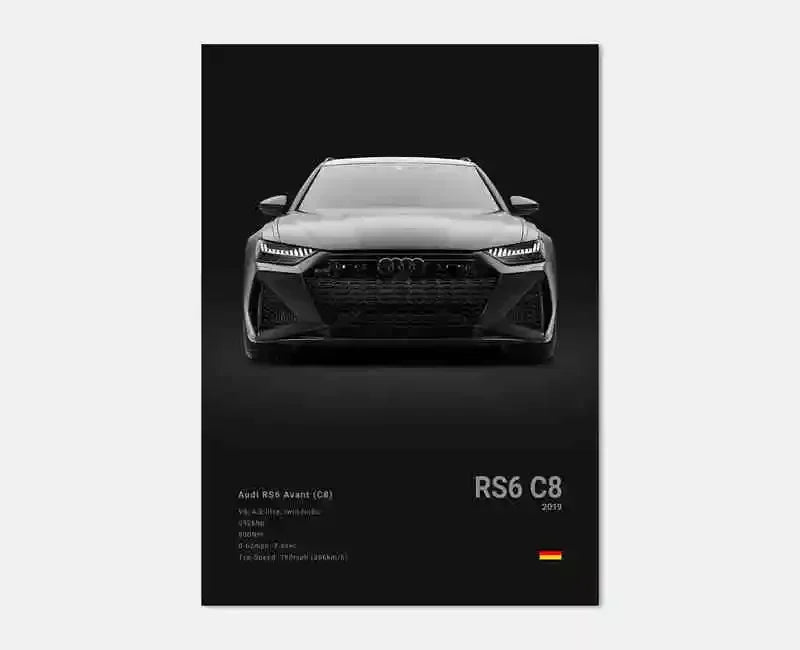 Pop German Cars Rs3 Car Photography Poster Aesthetic Luxury R8 C8 Supercar GTR SUV Canvas Print Wall Art Home Driver Room Decor