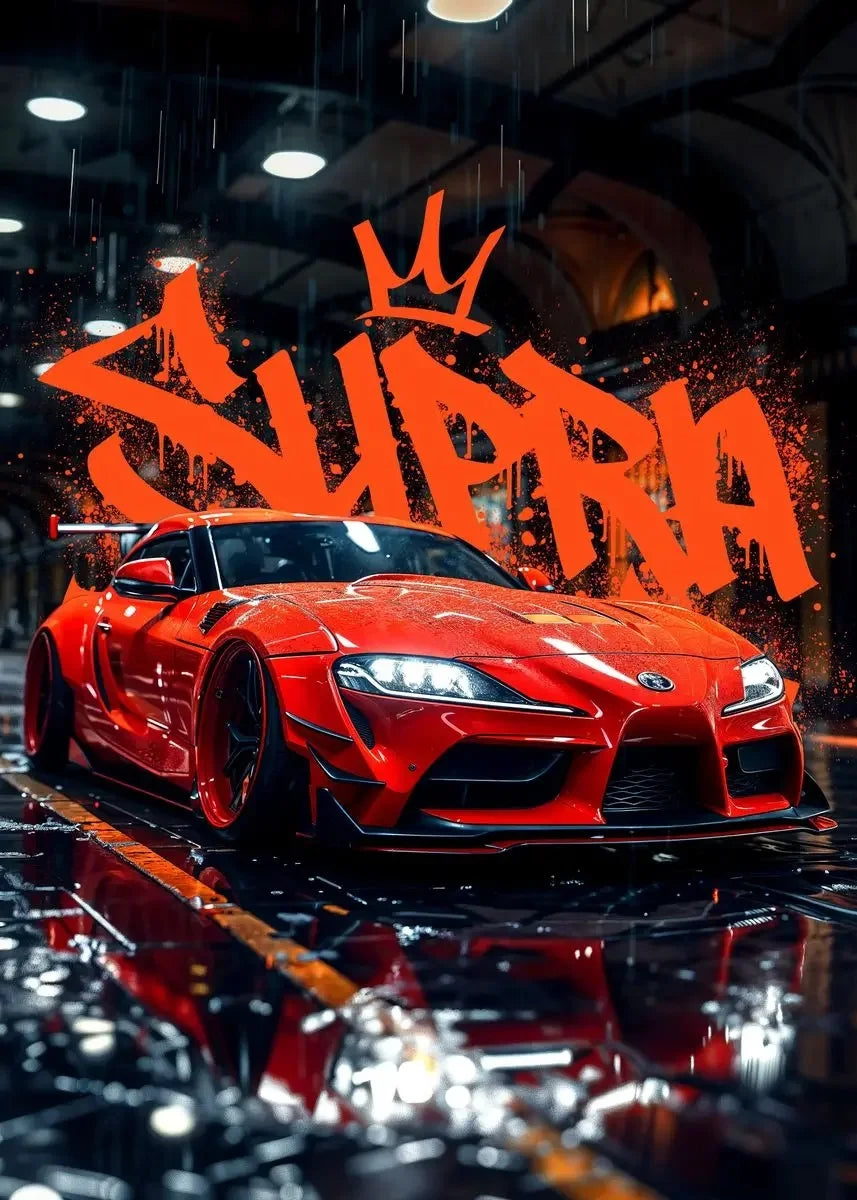 Famous Car Miata Supra Red Street Art Graffiti Style Canvas Wall Painting Printed Poster Modern Home Decoration Birthday Gift