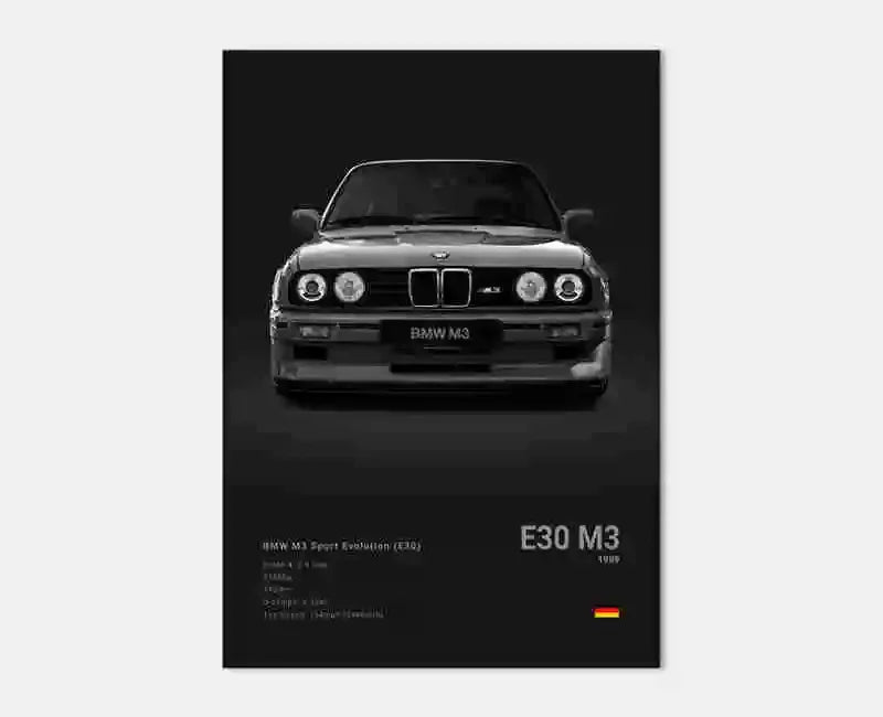 Pop Black And White Poster Wall Art Luxury Supercar F80 M3 M140 GTR HD Oil On Canvas Print Home Living Room Bedroom Decor Gift