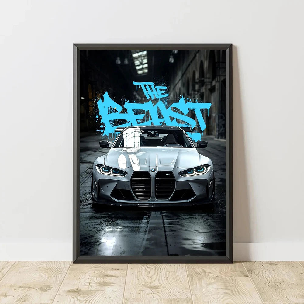 Famous Car Miata Supra Red Street Art Graffiti Style Canvas Wall Painting Printed Poster Modern Home Decoration Birthday Gift