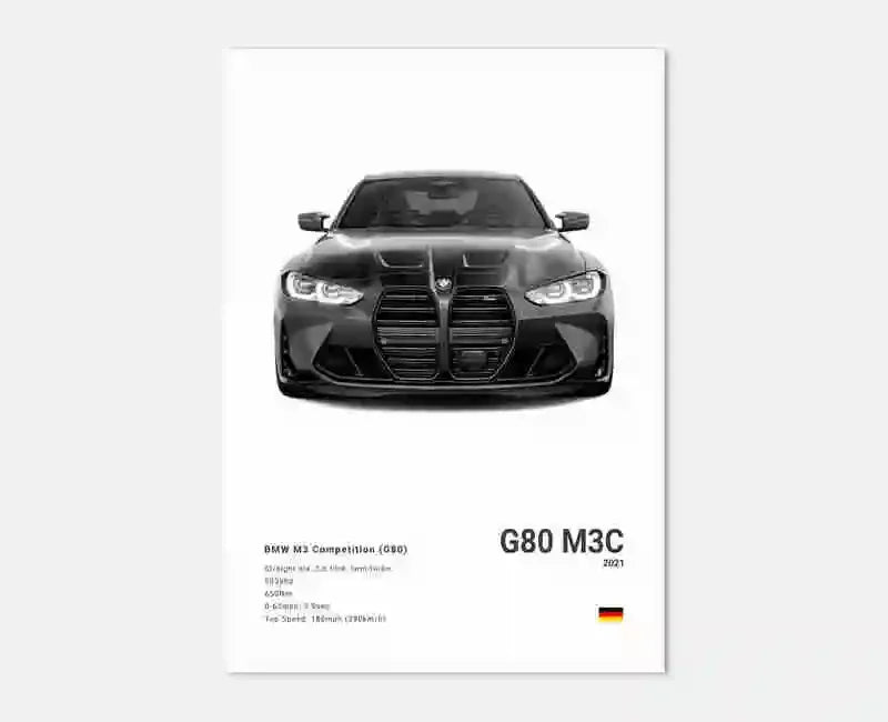 Pop Black And White Poster Wall Art Luxury Supercar F80 M3 M140 GTR HD Oil On Canvas Print Home Living Room Bedroom Decor Gift