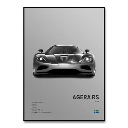 Famous Cars JESKO Canvas Wall Art Print Poster AGERA RS Decorative Mural Modern Home Decor Birthday Gift Unframed