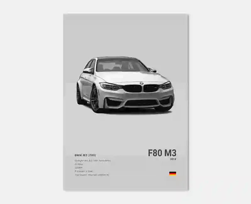 Pop Black And White Poster Wall Art Luxury Supercar F80 M3 M140 GTR HD Oil On Canvas Print Home Living Room Bedroom Decor Gift