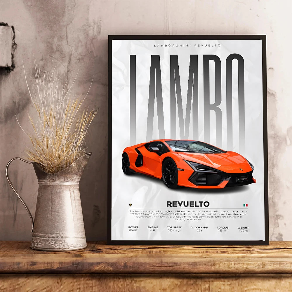 Famous Cars S14 F430 SF90 GTS AMG GT R34 F40 Poster Picture Canvas Painting Wall Art Home Decoration Print for Living Room Decor