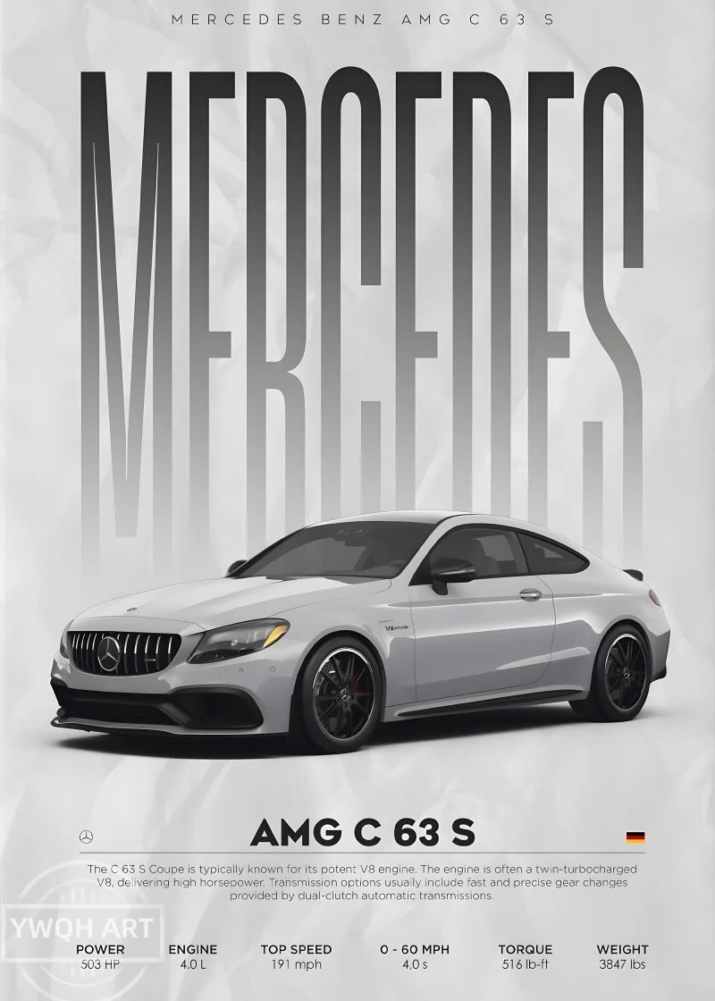 Famous Cars S14 F430 SF90 GTS AMG GT R34 F40 Poster Picture Canvas Painting Wall Art Home Decoration Print for Living Room Decor