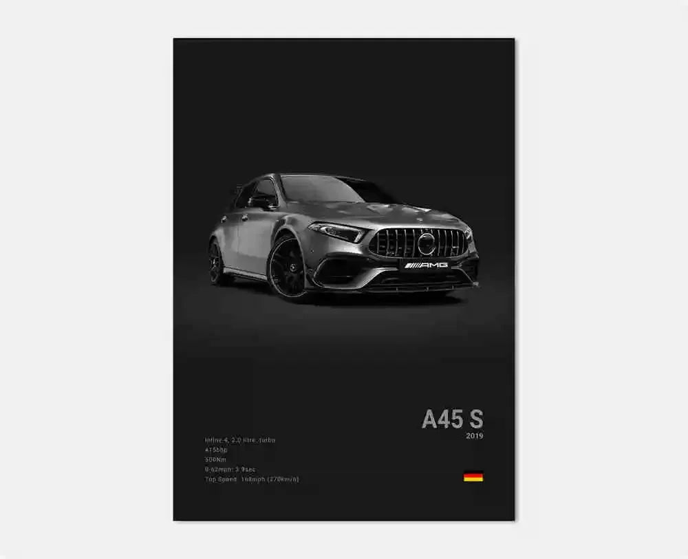 Black and White Luxury Sports Car Luxury German Car Poster Aesthetics G63 SL Gtr Sedan Canvas Print Wall Art Garage Room Decor