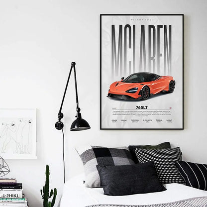 Modern Famous Cars W16 750S Canvas Painting Wall Art Fashion Luxury Sports Car Poster Prints For Living Room Home Decor Gift - AliExpress 15