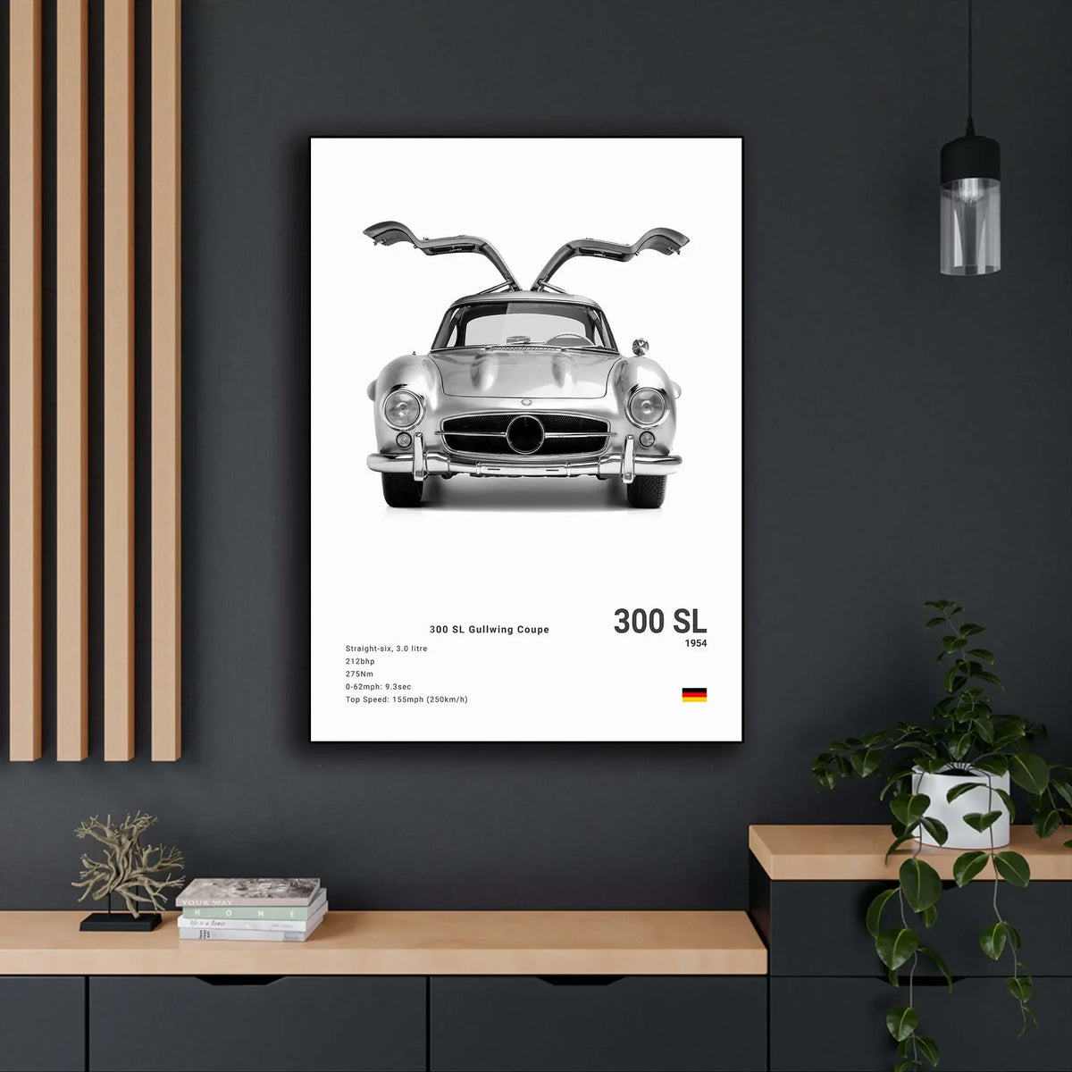 Black and White Luxury Sports Car Luxury German Car Poster Aesthetics G63 SL Gtr Sedan Canvas Print Wall Art Garage Room Decor
