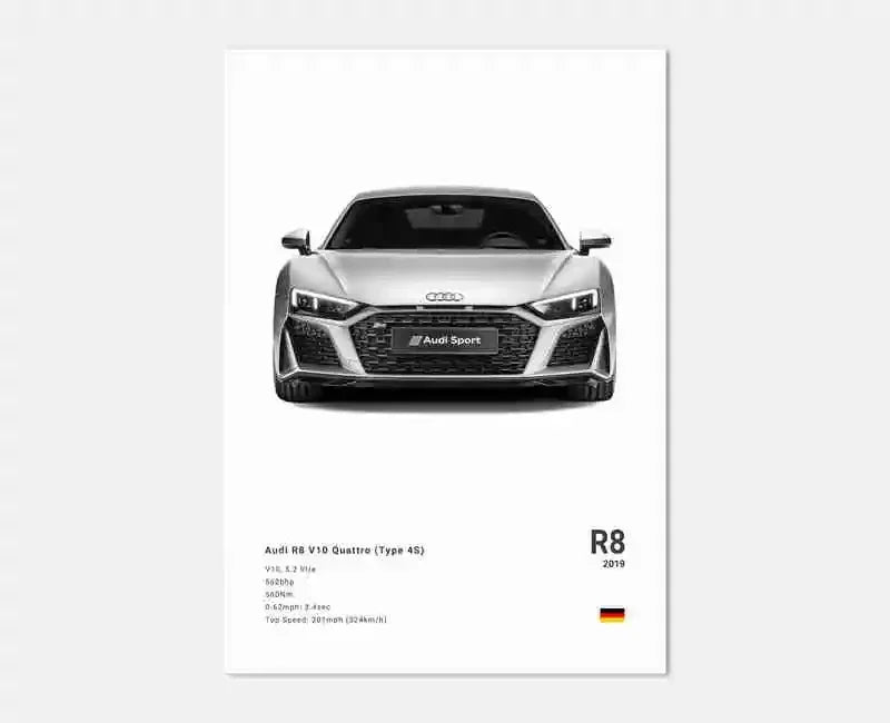 Pop German Cars Rs3 Car Photography Poster Aesthetic Luxury R8 C8 Supercar GTR SUV Canvas Print Wall Art Home Driver Room Decor