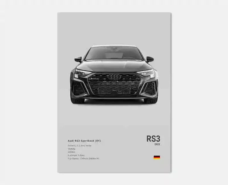 Pop German Cars Rs3 Car Photography Poster Aesthetic Luxury R8 C8 Supercar GTR SUV Canvas Print Wall Art Home Driver Room Decor