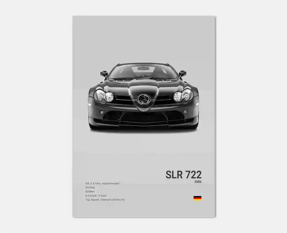 Black and White Luxury Sports Car Luxury German Car Poster Aesthetics G63 SL Gtr Sedan Canvas Print Wall Art Garage Room Decor