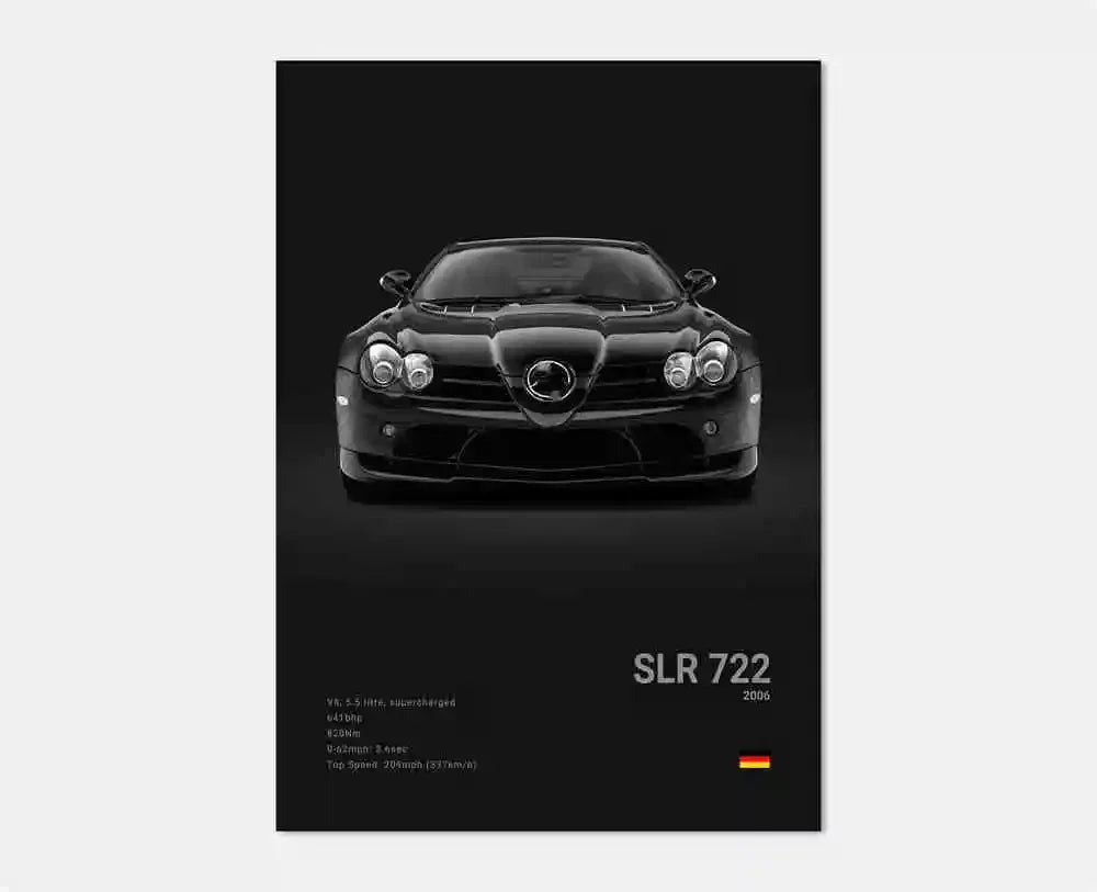 Black and White Luxury Sports Car Luxury German Car Poster Aesthetics G63 SL Gtr Sedan Canvas Print Wall Art Garage Room Decor