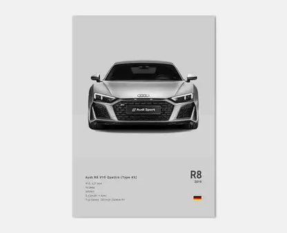 Pop German Cars Rs3 Car Photography Poster Aesthetic Luxury R8 C8 Supercar GTR SUV Canvas Print Wall Art Home Driver Room Decor