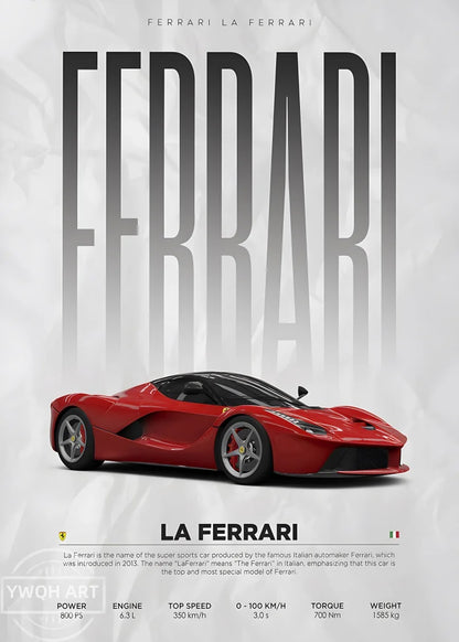 Famous Cars S14 F430 SF90 GTS AMG GT R34 F40 Poster Picture Canvas Painting Wall Art Home Decoration Print for Living Room Decor
