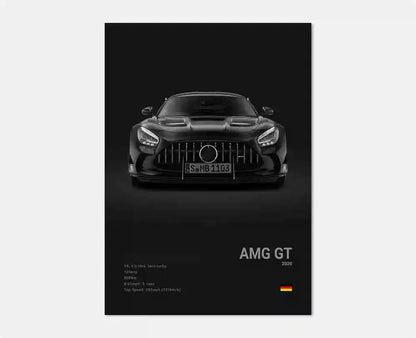 Black and White Luxury Sports Car Luxury German Car Poster Aesthetics G63 SL Gtr Sedan Canvas Print Wall Art Garage Room Decor