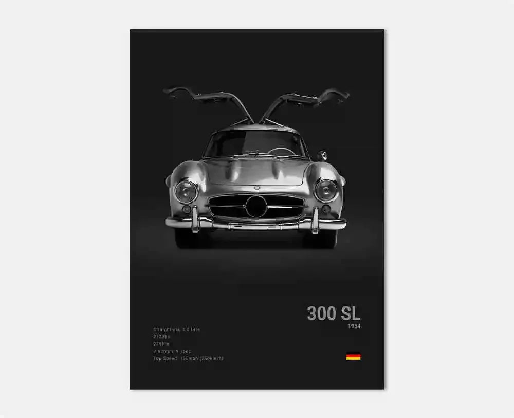 Black and White Luxury Sports Car Luxury German Car Poster Aesthetics G63 SL Gtr Sedan Canvas Print Wall Art Garage Room Decor