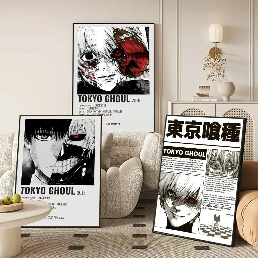 Classic Anime T_Tokyo G_Ghoul Magazines Poster Decorative Wall Art Stickers Mural Photo Print for Home Living Room Hallway Decor