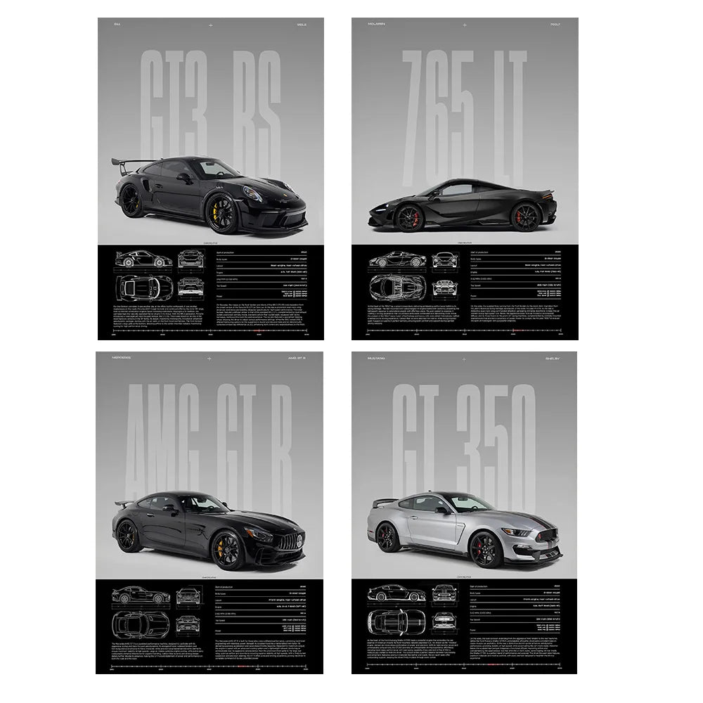 Performance Sports Cars Wall Art Poster Fashion Race Cars Canvas Painting Famous Cars Canvas Art Prints Cars Decorative Pictures